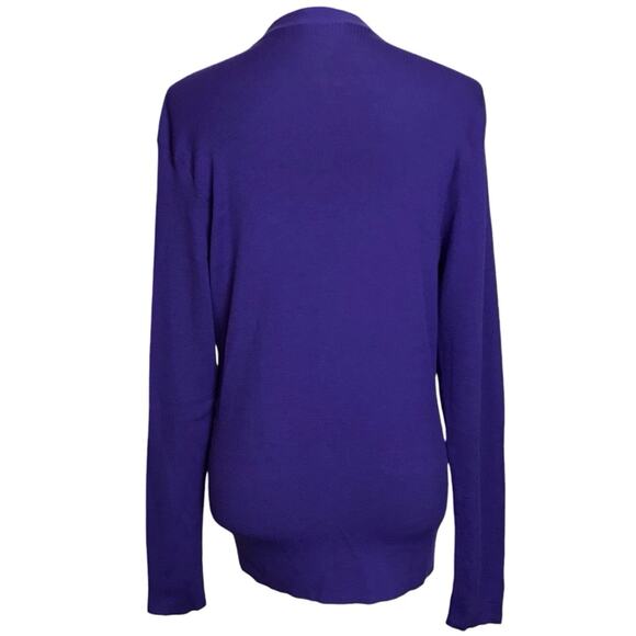 Ralph Lauren Black Label Indigo Blue Purple Merino Wool Ribbed Cardigan Sweater - Picture 6 of 11